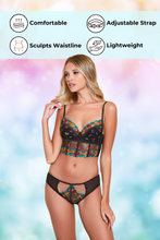 Load image into Gallery viewer, Embroidered Floral Bra and Panty Set, Longline Two Piece Set