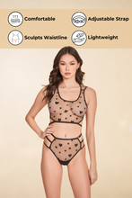 Load image into Gallery viewer, Bunrout Heart Mesh Bra Set, Strappy Back Bra with High-Waist Panty