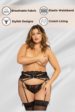 Load image into Gallery viewer, Lace high waisted garter belt g-string