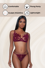 Load image into Gallery viewer, Two Piece Floral Bra Set, Non-Padded Underwire Bra with Strappy Thong
