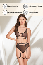 Load image into Gallery viewer, Shiny Sheer Striped Mesh Bra Set