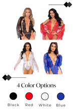 Load image into Gallery viewer, Three PC Lace Teddy and Robe Set