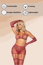 Load image into Gallery viewer, Fishnet Garter Skirt Lingerie Set