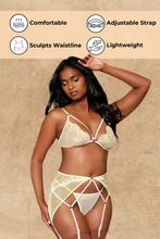 Load image into Gallery viewer, Daisy embroidery mesh bralette set, Three Piece Lace Lingerie Set
