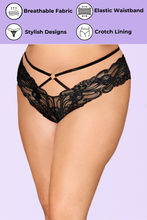 Load image into Gallery viewer, Stretch lace cheeky open-crotch thong