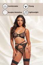 Load image into Gallery viewer, Three Piece All Fishnet Bra Set, Seductive Lingerie Set