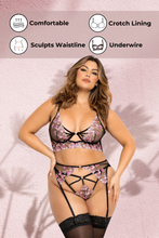 Load image into Gallery viewer, Three piece long line bra set