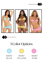 Load image into Gallery viewer, Rhinestone mesh wrap around bra set and sarong, Three Piece Lingerie Set