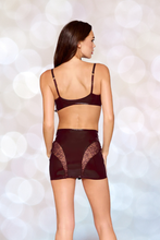 Load image into Gallery viewer, Shiny Vinyl and Lace Bra and Mini Skirt Set with Gold Zipper Details