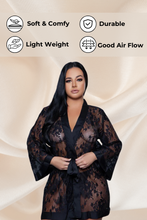 Load image into Gallery viewer, Delia Floral Lace Robe with Satin Trimming