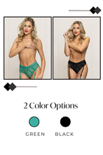 Load image into Gallery viewer, Lurex Lace & Strappy Elastic High Waist Panty with Open Back and Garter Strap