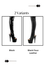 Load image into Gallery viewer, Faux Leather Lace-Up Back Thigh High Boot