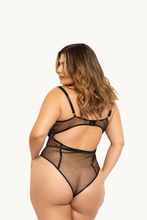 Load image into Gallery viewer, Lace and Dot Mesh Teddy – Sultry Elegance Meets Timeless Charm