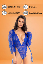 Load image into Gallery viewer, Three PC Lace Teddy and Robe Set
