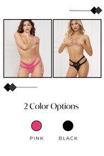 Load image into Gallery viewer, Sexy Lace G-String Thong for Women – Stretch Galloon Lace with Gold Charm & Strappy Back