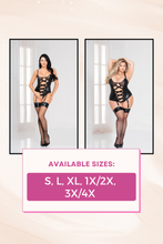 Load image into Gallery viewer, Lamé And Lace Teddy With Strappy Front Detail & Open Crotch