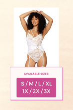 Load image into Gallery viewer, Floral lace garter teddy, Lace Cup Bodysuit