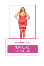 Load image into Gallery viewer, Stretch mesh with velvet trim garter slip set