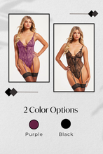 Load image into Gallery viewer, Lace and Dot Mesh High Cut Leg Teddy