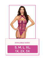 Load image into Gallery viewer, Floral Embroidery Bustier Lingerie Set, Two Piece Bustier with G-String