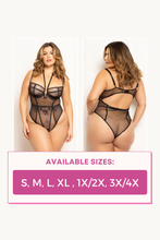 Load image into Gallery viewer, Lace and Dot Mesh Teddy – Sultry Elegance Meets Timeless Charm