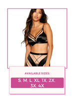 Load image into Gallery viewer, Nude mesh bralette with garter skirt and G-string, Three-Piece Set