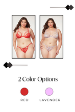 Load image into Gallery viewer, Two-Piece Bra and Panty Set with Heart Ring, Strappy Demi Cup Bra & Sheer Lace Thong