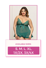 Load image into Gallery viewer, Two-Piece Babydoll Set, Lace and Mesh Babydoll with Thong