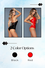 Load image into Gallery viewer, Plunging neckline PU bodysuit