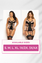 Load image into Gallery viewer, Two Piece Embroidered Floral Lace & Satin Chemise Set – Elegance with an Edge