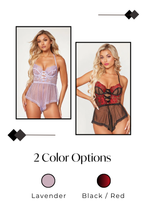Load image into Gallery viewer, Sexy Floral Embroidery Lace Teddy – High Cut Leg Lingerie Bodysuit with Lace-Up Detail & Racerback Straps