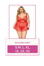 Load image into Gallery viewer, Eyelash lace babydoll and G-string set