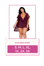 Load image into Gallery viewer, Floral Flocked Mesh and Chiffon Robe and Chemise Set