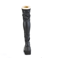 Load image into Gallery viewer, 4 1/2” Wedge Platform Lace-Up Stretch Thigh-High Boots with Full-Length Outer Metal Zip