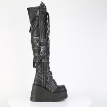 Load image into Gallery viewer, Over-The-Knee Boots with Spike Plate Straps, Contrast Stitching & Inner Zip