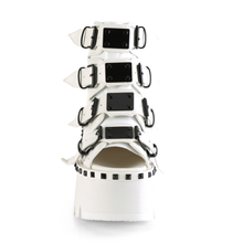 Load image into Gallery viewer, 3.5" Chunky Heel Studded Platform Bootie Sandal with Buckle Straps and Back Zip