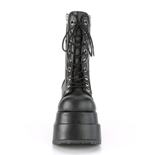 Load image into Gallery viewer, Tiered Platform Lace-Up Mid-Calf Boot with Dual Metal Zip Closures