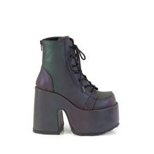 Load image into Gallery viewer, 5" Chunky Heel Platform Lace-Up Ankle Boot with Metal Back Zip Closure