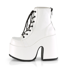 Load image into Gallery viewer, 5" Chunky Heel Platform Lace-Up Ankle Boot with Metal Back Zip Closure