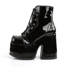 Load image into Gallery viewer, 5" Chunky Heel Platform Lace-Up Ankle Boot with Metal Back Zip Closure