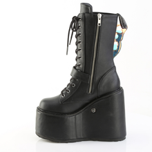 Load image into Gallery viewer, LED Light-Up Butterfly Platform Wedge Lace-Up Mid-Calf Boot with Inner Zip