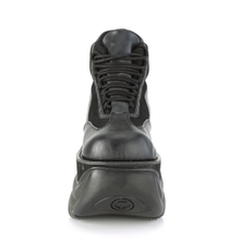 Load image into Gallery viewer, Black Vegan Leather Chunky Platform Lace-Up Ankle Boot