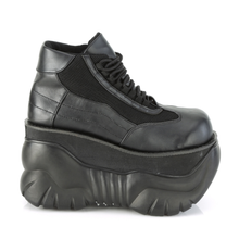 Load image into Gallery viewer, Black Vegan Leather Chunky Platform Lace-Up Ankle Boot