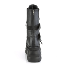 Load image into Gallery viewer, 4" Platform Lace-Up Mid-Calf Boot with Triple Buckle Straps and Back Zip