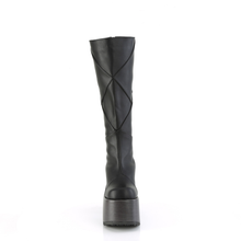 Load image into Gallery viewer, 5" Block Heel 3" Faux Wood Wrapped Platform Patchwork Knee-High Boots with Inner Side Zip
