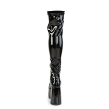 Load image into Gallery viewer, 5" Chunky Heel 3" Platform Lace-Up Stretch Thigh-High Boots with Full-Length Outside Metal Zip