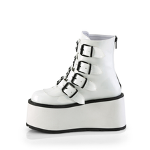 Load image into Gallery viewer, Platform Ankle Boots with Quadruple Buckle Straps, Metal Plate Details, and Back Metal Zip Closure