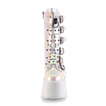 Load image into Gallery viewer, Platform Lace-Up Front Mid-Calf Boots with 6 Cone-Studded Buckle Straps and Inner Side Metal Zip