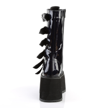 Load image into Gallery viewer, Platform Lace-Up Front Mid-Calf Boots with 6 Cone-Studded Buckle Straps and Inner Side Metal Zip