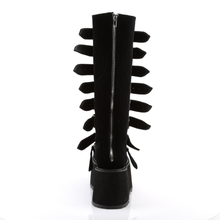 Load image into Gallery viewer, Platform Knee-High Boots with 8 Buckle Straps, Metal Plate Details, and Back Metal Zip Closure